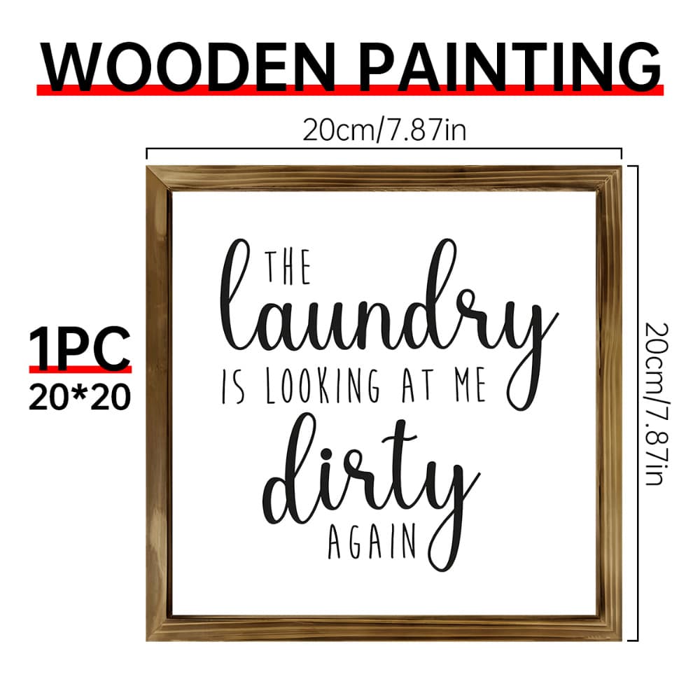 TEMU Rustic Farmhouse Laundry Room Decor - ' Is Dirty Again' Canvas Wall Art, Home & Entryway, Idea, 7.87x7.87 Inches
