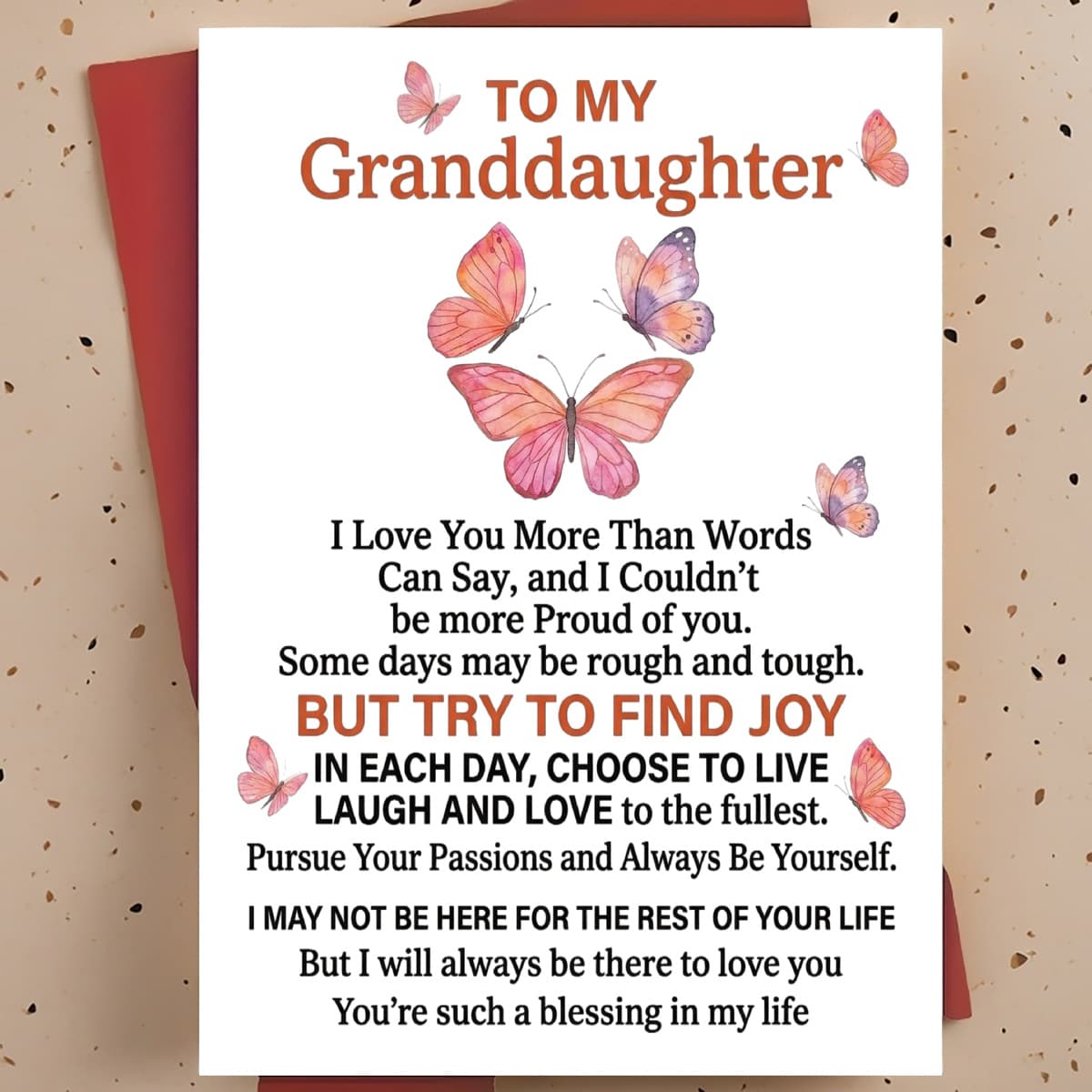 TEMU 1pc Greeting Card And Envelope, A Fun Gift - Birthday Or Christmas Present From Grandparents To Granddaughter, Inspirational Card With Synthetic Gemstones And Message, Keepsake