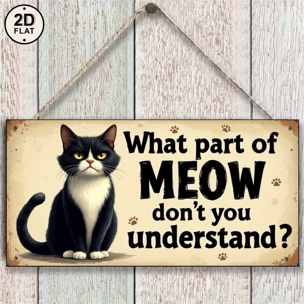TEMU 2d Flat - 2d Plane - Interesting Metal Wall Sign Featuring A Cat Saying "which Part Of Don't You ?" - Black And Decor, Wooden Decoration With A , Country Home, Garden