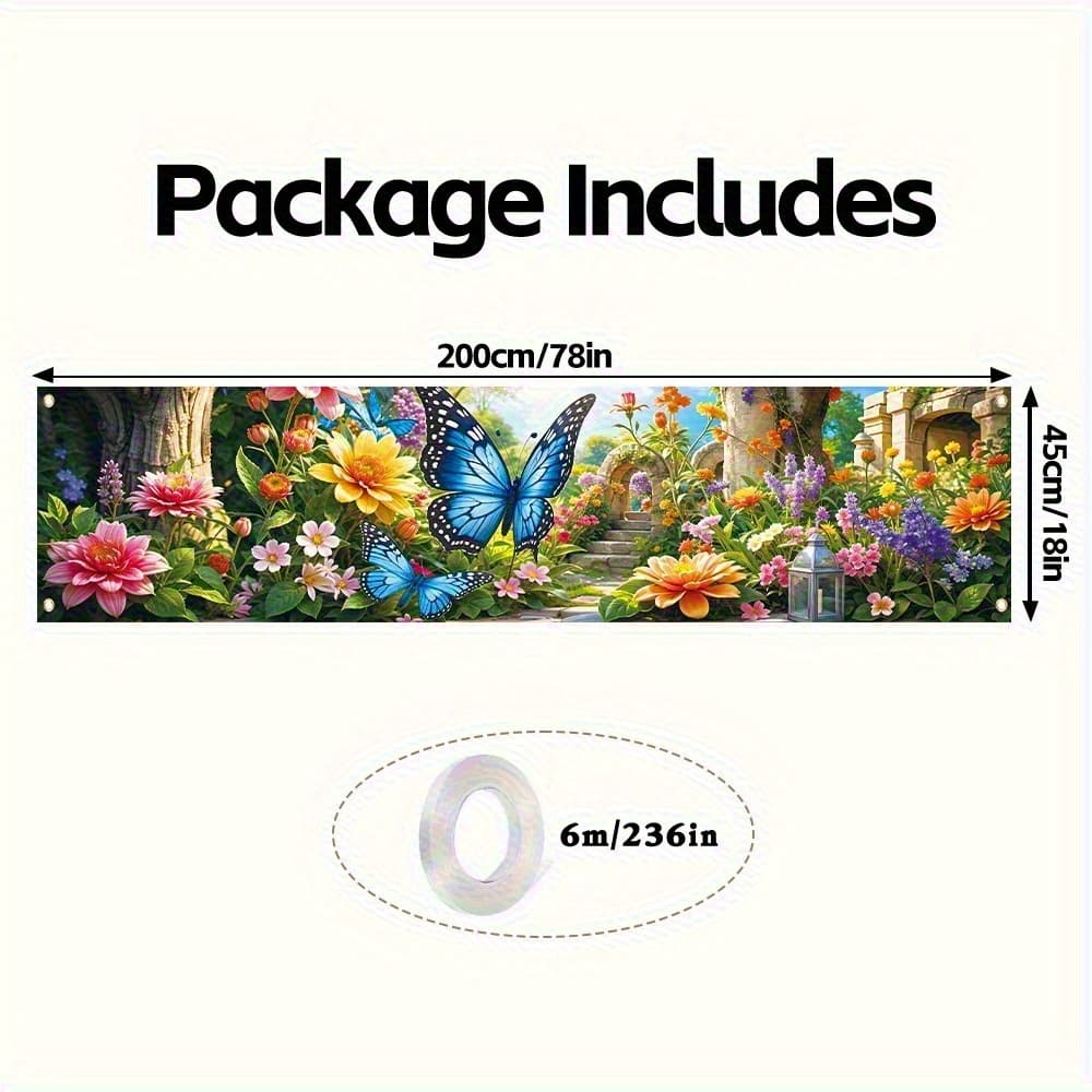 TEMU Vibrant Banner- And , Durable Polyester Outdoor Decoration, Suitable For Festivals, Parties, And Photography Backgrounds, Garden Decoration