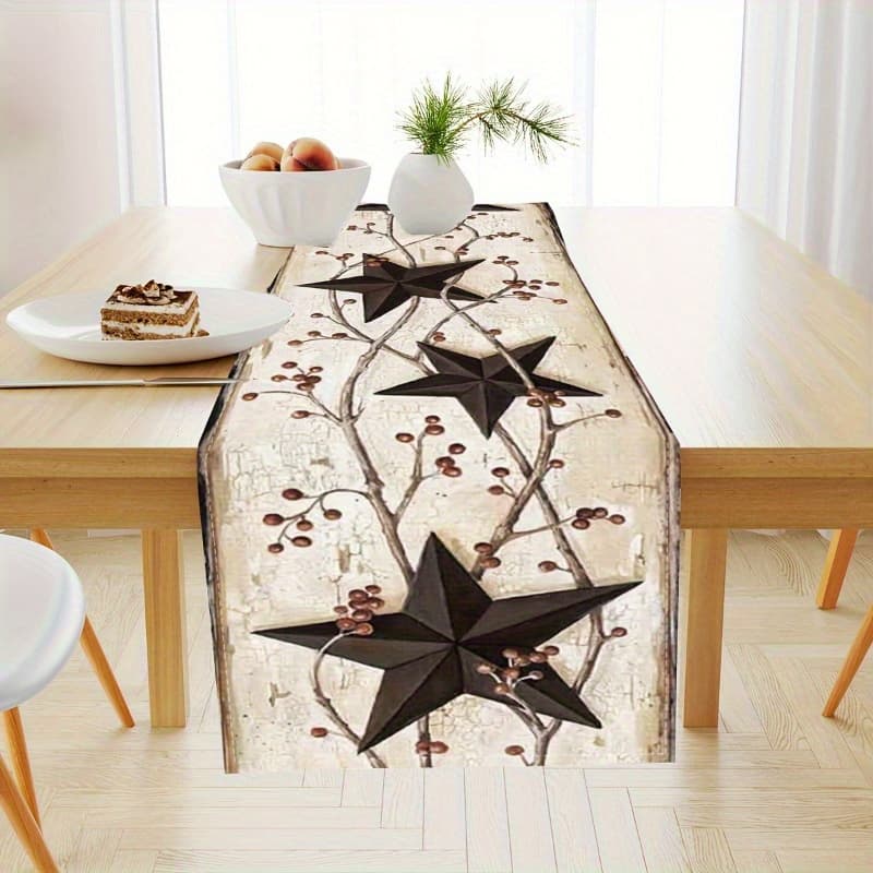 TEMU 1pc Rustic Farmhouse Linen Table Runner With A - Perfect For A Romantic Dinner Party Or A Warm Addition To Your Home, Made From Linen Fabric, Fine Texture, Machine Washable And Durable