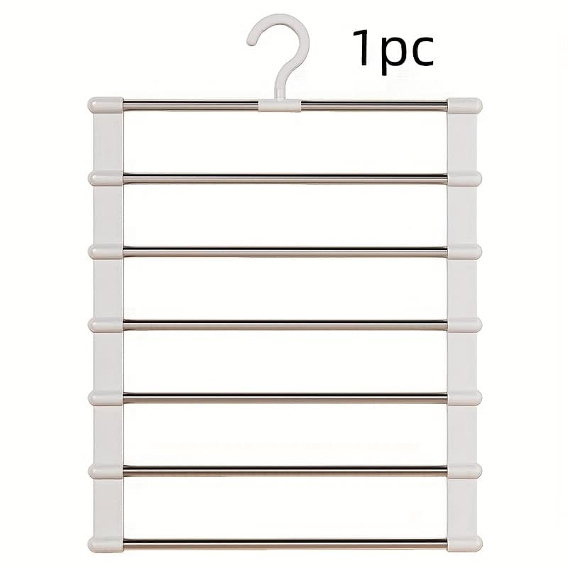 TEMU And Reliable Space-saving Foldable Pants Rack- 5-tier Sturdy Pants Rack Stainless Steel Wardrobe Organizer Display Rack Suitable For Jeans, Skinny Pants, And Trousers And Retail Display Rack- 1pc