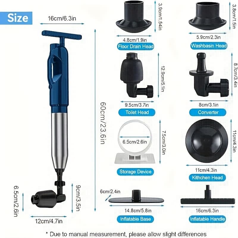 TEMU Toilet Unblocker- Heavy Duty Air Pressure Toilet Drainer, Pipe Unblocker- Toilet Suction Cup- Sink And Shower Clog Cleaner- Bathroom Unblocker- Ergonomic