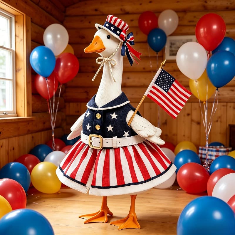 TEMU Day Goose Costume Suitable For 23-inch Lawn Geese - & Windproof Resin Outdoor Decoration With Raincoat Outfit, Yard Decor For Porch, Lawn Parties, Festive Accent For 4th Of