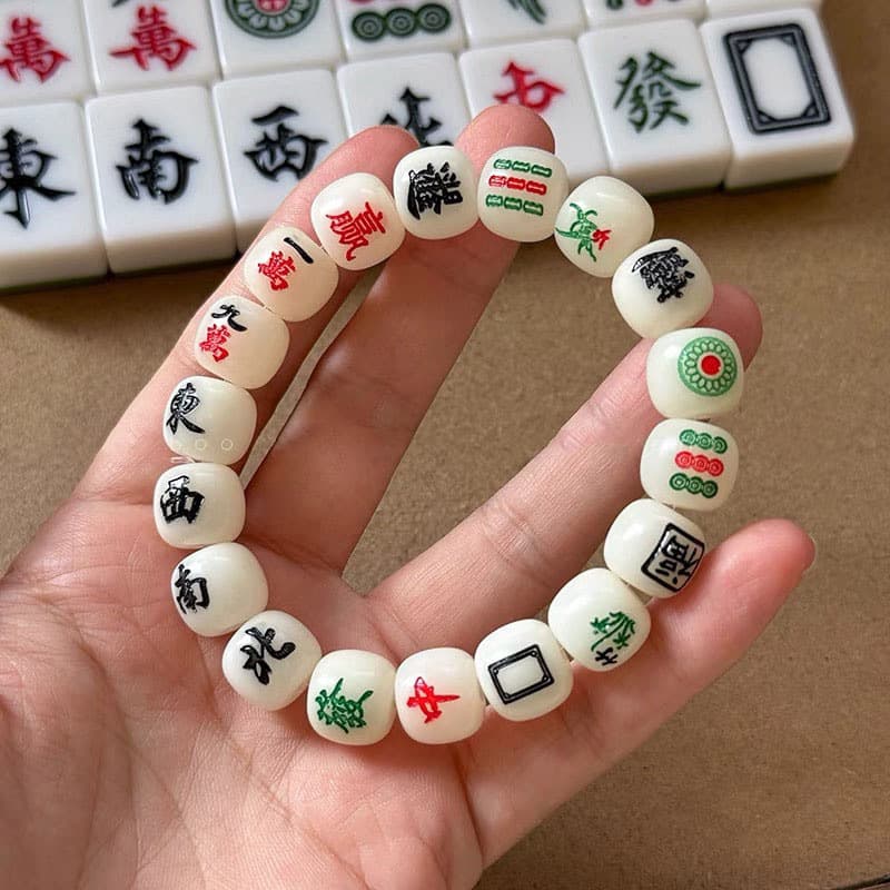 TEMU Trendy Minimalist And Casual Hu Mahjong Bead Bracelet Featuring A And Options