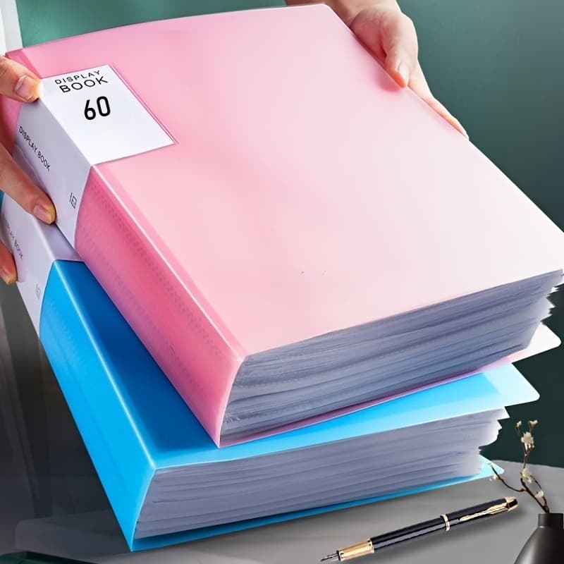 TEMU 2pcs Thickened Pp Standing File Folder - 60-pocket Large Capacity, High- & A4 Document Storage. For Home/office/school Organization - Back-to- Essential.