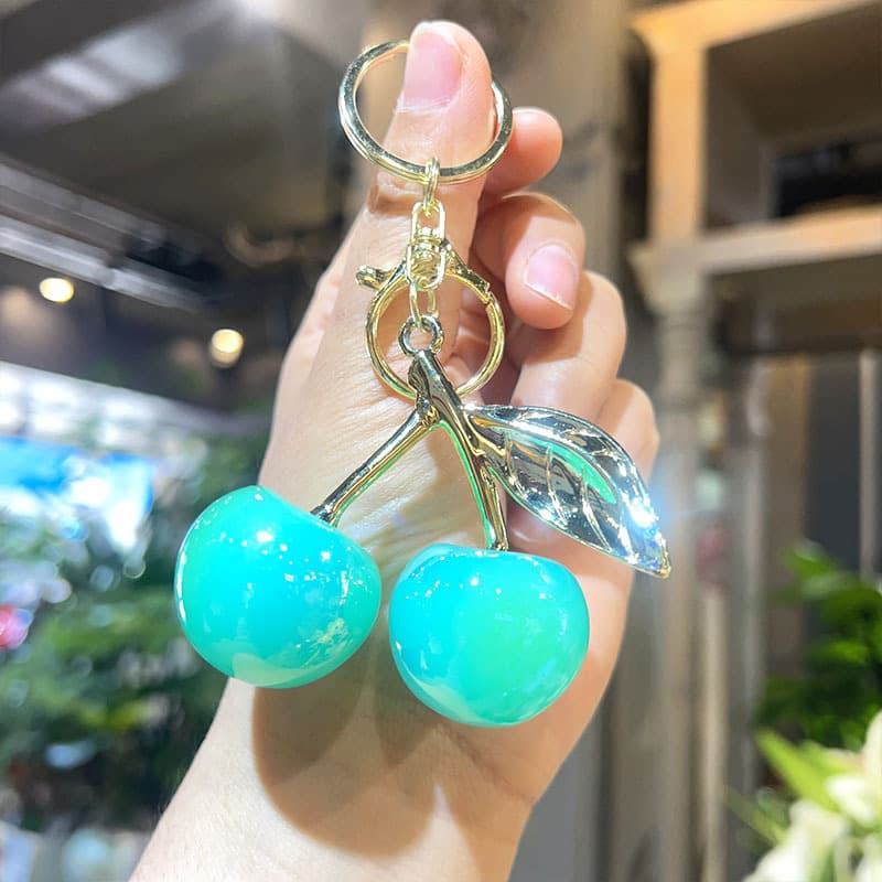 TEMU Cherry Wallet Pendant Lipstick Bag Keychain Hardware Leaf Cherry Pendant Keychain Keychain Cherry Keychain Bag Pendant Car Keychain Halloween Day Christmas Gift