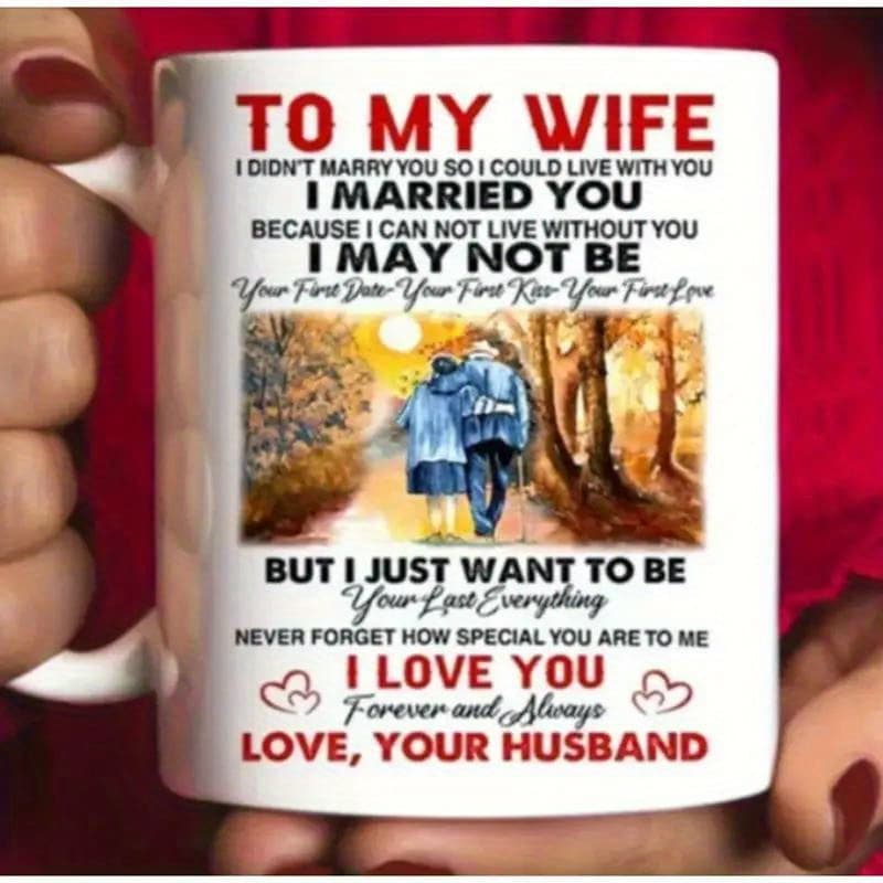 TEMU To My Wife Coffee Mug And Funny Gift From Husband Sale, 11oz White Mug With Double Side Print - Ideal Gift And Colleagues, Perfect Of For Your Or Tea