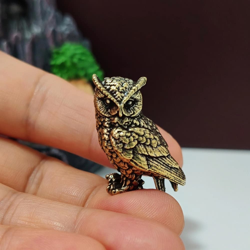 TEMU Brass Solid Owl Figurine, Home Office Desktop Decoration Craft Gift, Animal Sculpture Ornament