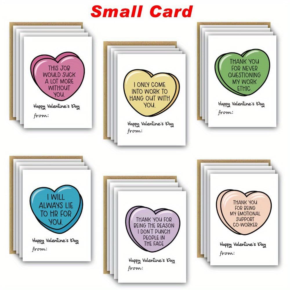 TEMU 24pcs Humorous Coworker Valentine's Day Cards With Envelopes - "love You" & Anniversary Greetings, Colorful Heart Illustrations, Lovers & Girlfriend, Includes 24 Envelopes