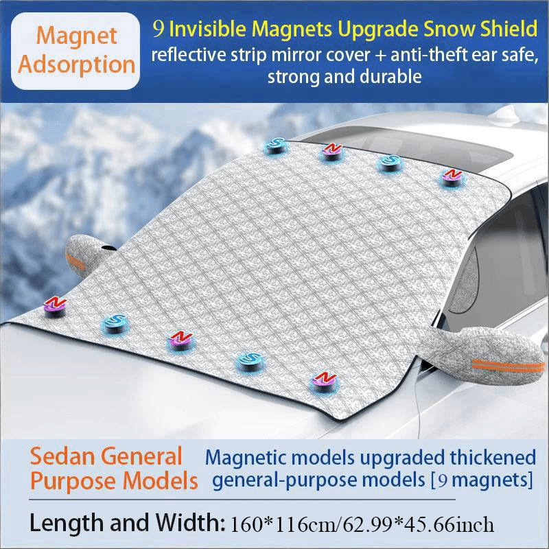TEMU Heavy-duty Magnetic Car Windshield Snow Cover , Fit For Cars/suvs, Oxford Cloth Winter Protector, Scratch-resistant Glass And Rearview Mirror Strips, Full-coverage (no-scratch)