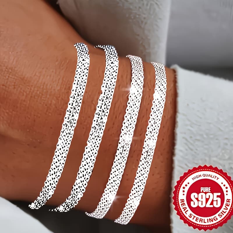 TEMU 4pcs S925 Silver Braided Bracelet Set