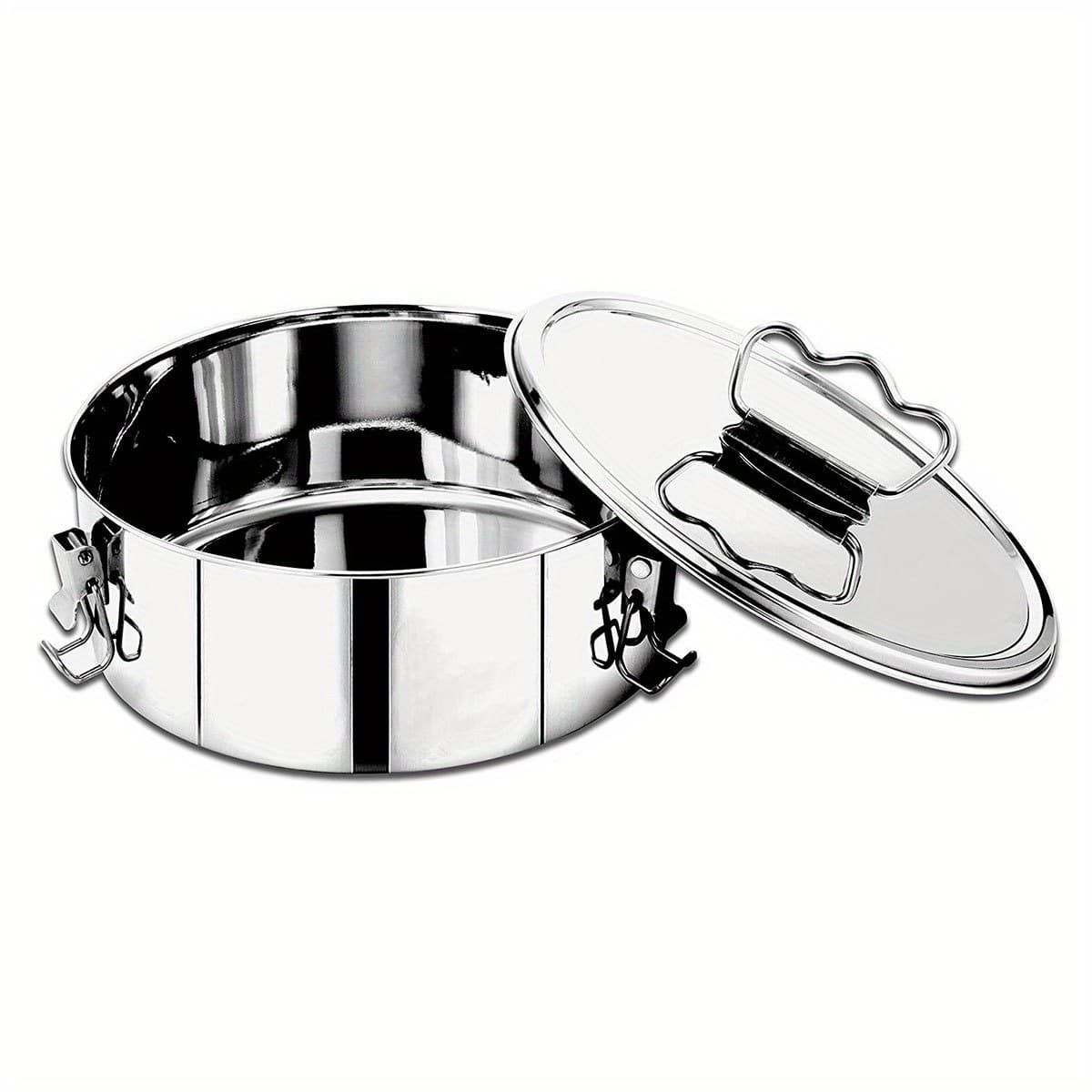 TEMU Flan Mold 304 Stainless Steel Flan Pan Mold With Lid And Handle 1.5qt Capacity Flan Mould Portable Round Cake Baking Flan Mold For Chocolate Cake Cupcake Pudding Cake Baking Flan Mould