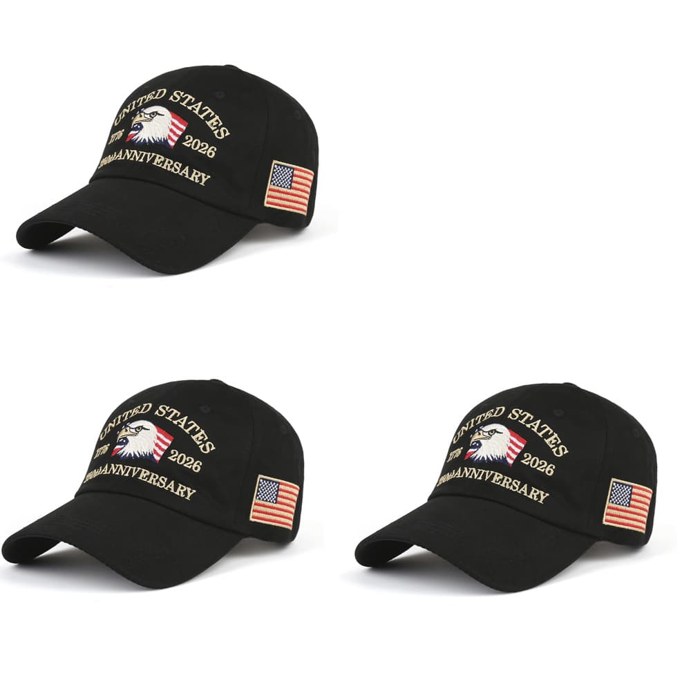 TEMU Set Of 3 Men's Baseball Caps Commemorating The 250th Anniversary Of America From 1776 To 2026, Featuring A Bald Eagle And , Perfect For Day Celebrations