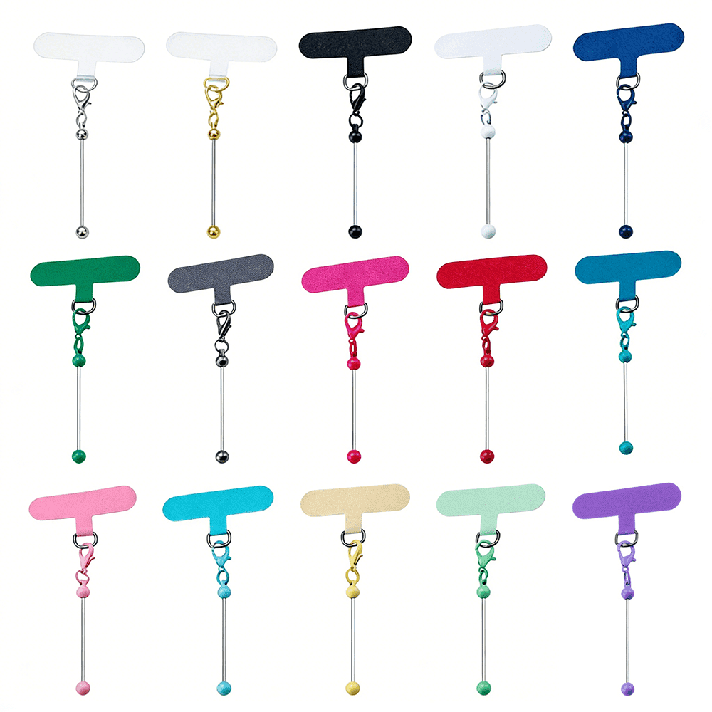 TEMU 30pcs/15pcs Beadable Phone Tether Tab Set With Blank Beadable Bars, Diy Phone Lanyard Adapter Kit For Phone Charms, Keychains & Phone Decorations, Wedding Holiday, Best Friend Gifts