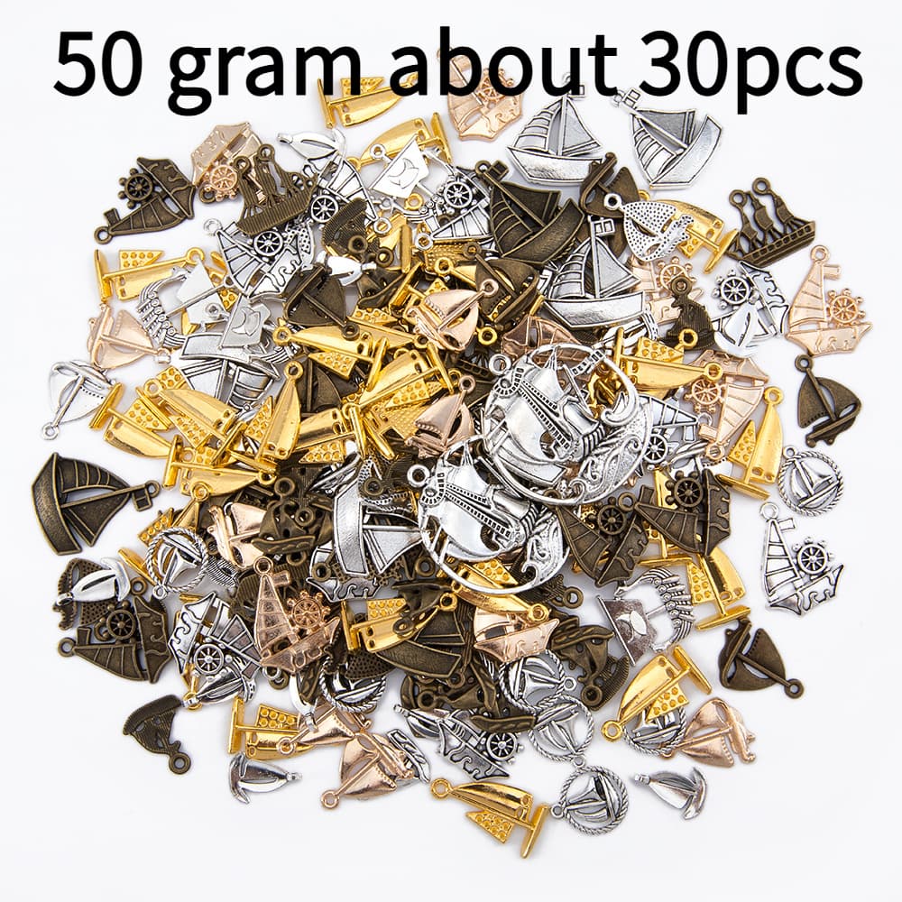 TEMU 50gram Vintage Alloy Pendants About 30pcs Assorted Sailboat Shapes Small Pendants Charms For /keychain Crafts Making Pendant