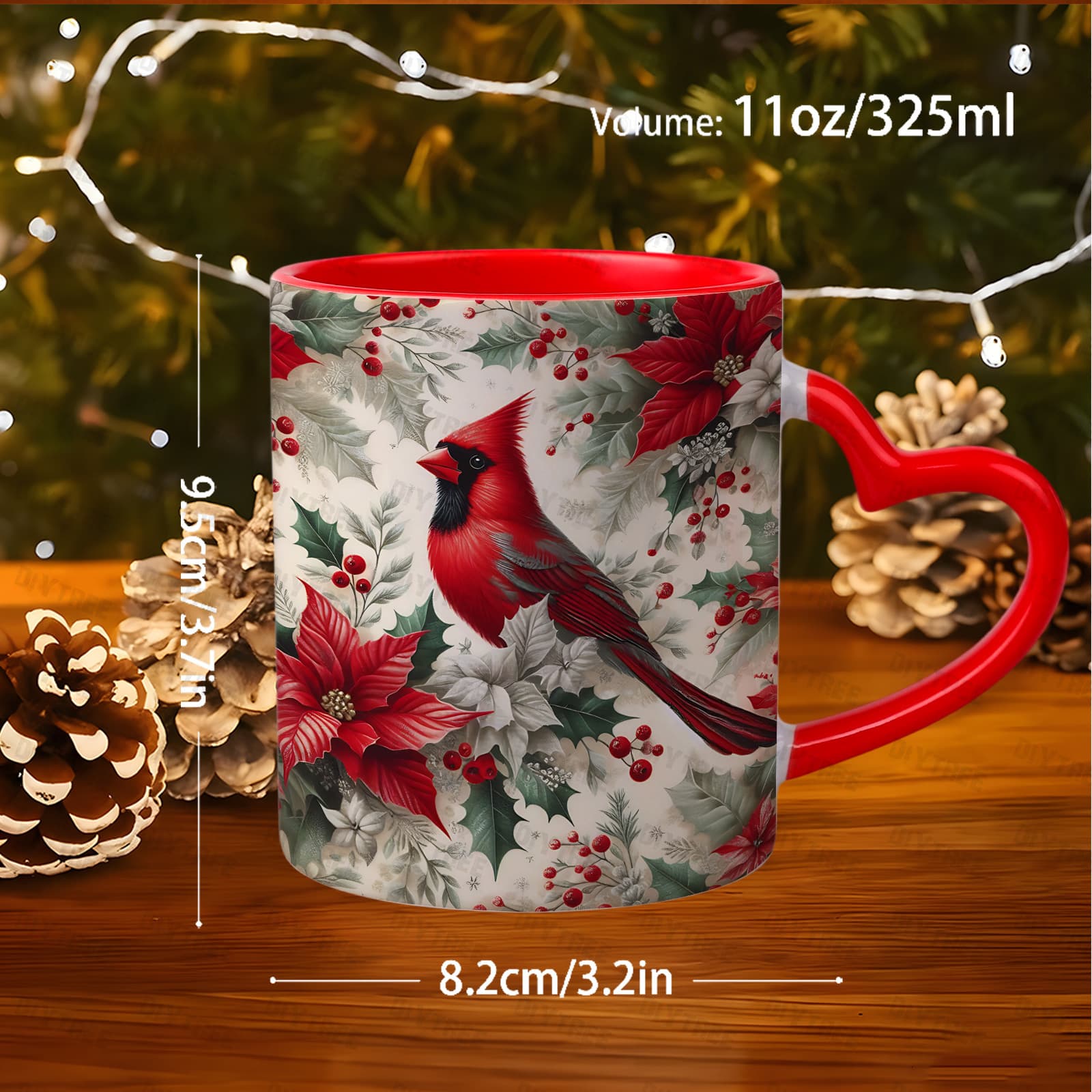 TEMU 1pc & Poinsettia Ceramic Mug - 11oz Cup With Pattern, Durable Tea Cup For , Tea - Holiday Gift For,, Coworkers, Festive Kitchen & Coffee Bar Accessories