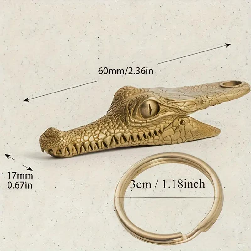 TEMU Keychain Of A Golden Crocodile - A Trendy Streetwear Item For Men, Featuring An Intricate Textured Design, Ideal Present For And Dads