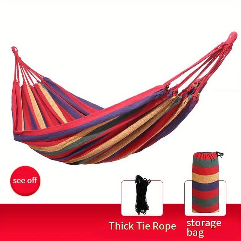 TEMU 1pc Colorful Fabric Hammock With Design - Supports 330lbs, Tree-friendly Straps, Portable Carrying Bag - Perfect For Outdoor, Indoor, And Camping Use