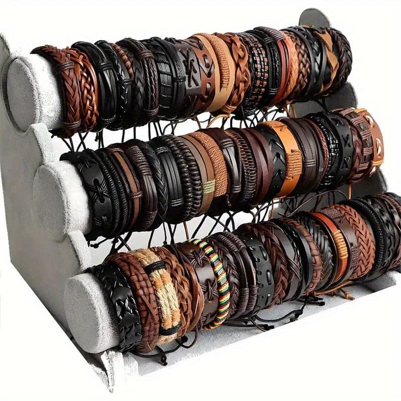 TEMU 50pcs Retro Adjustable Bracelet Diy Woven Bracelet Mixed Gender Style Cuff Bracelet Party Gift