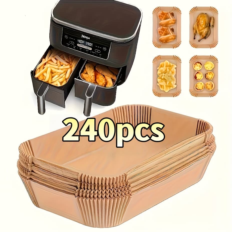TEMU 60/120/240pcs Compatible Air Fryer Parchment Paper Sheets - Suitable For Fryer, Disposable Rectangular Liners For Rack, Oil-proof For Christmas, Halloween, Easter Gifts (easy )