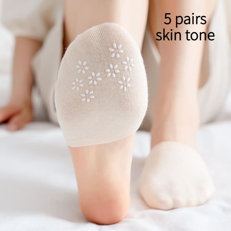 TEMU 5 Pairs Semi Palm Women's Socks, Spring And Summer Thin Half Cut Silicone Anti Slip High Heels Invisible Socks, Not On The Feet