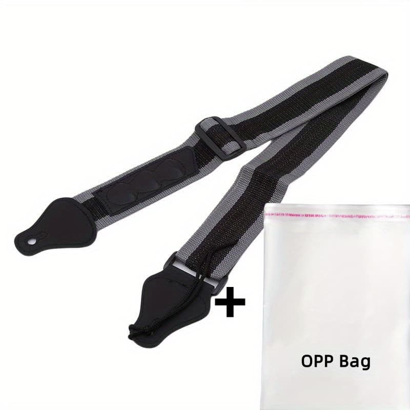 TEMU 1pc Adjustable Guitar Strap - Electric+1pc Opp Bag, Acoustic & Bass Guitars - Detachable Paddles Included!