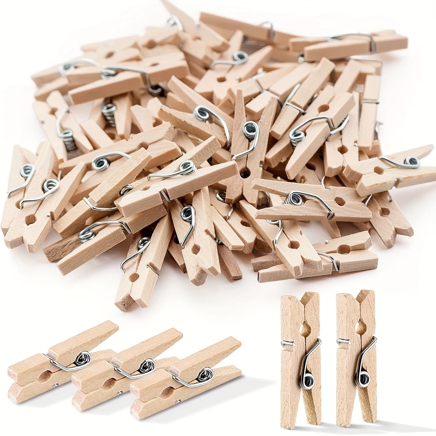 TEMU 80 Mini Photo Clips, Small Clothespins, Natural Wood Mini Clothespins, Mini Photo Clips Suitable For Photos, Crafts, Artwork, Cocktails 2.5cm