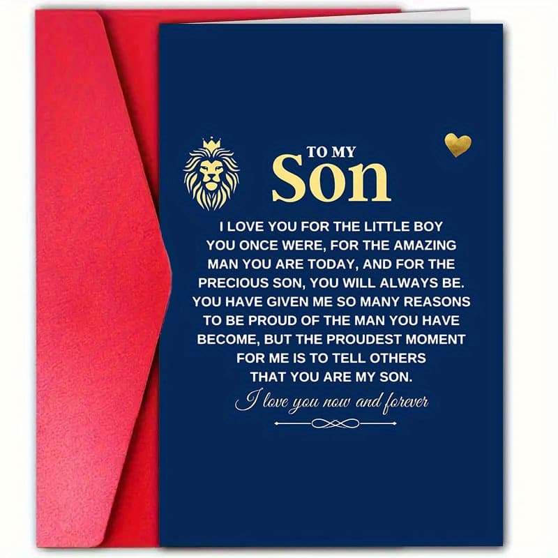 TEMU Son- High-quality, Birthday Card With Envelope| Perfect For New Year's Greetings& Special Occasions| 11.94cm X 17.78cm| Unique& Thoughtful Gift Idea