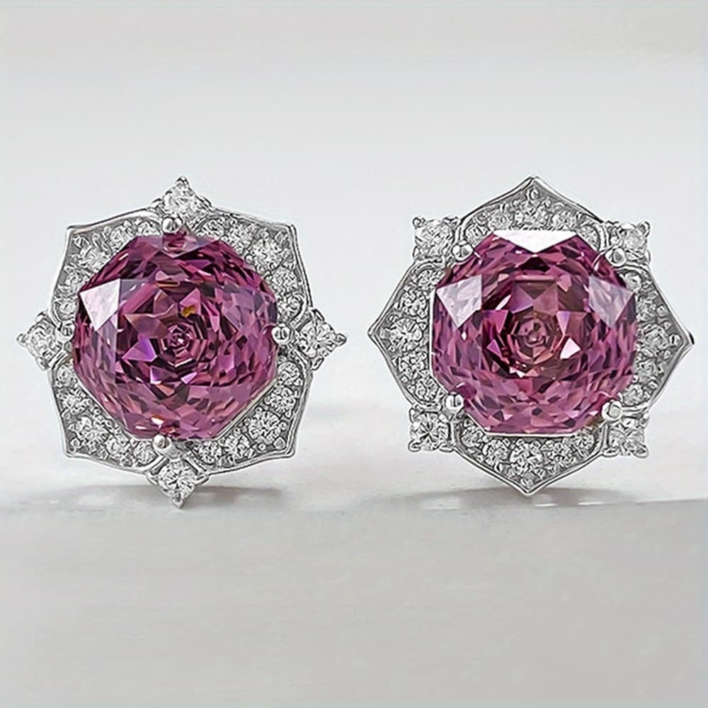 TEMU 4carats Moissanite Flower Stud Earrings For Women, 925 Stud, 2ct Vvs1 Round Cut Rose Flower Earrings, Fine Jewelry Gifts For Women Men, Valentines Day Gifts For Girlfriend Wife Mother 8mm/ Pcs