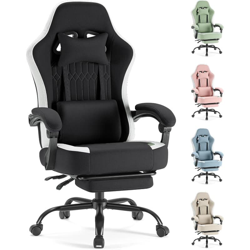 TEMU Computer Game Chair - Ergonomic Office Chair With Foot And Lumbar Support, Height Adjustable Work Chair, Headrests, Armrests, And Rollers