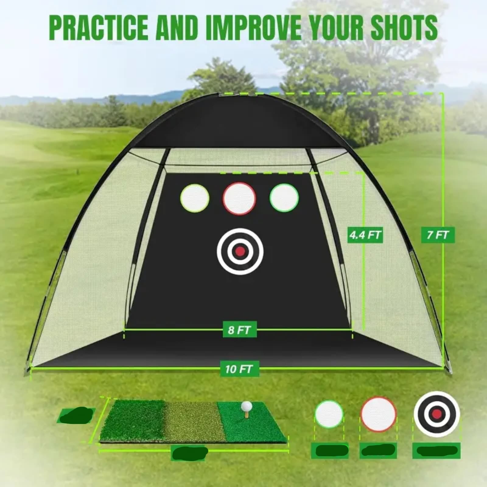 TEMU Durable Polyester Golf Practice Net With Cloth Indoor Outdoor Use, Golf Additions thumbnail 2