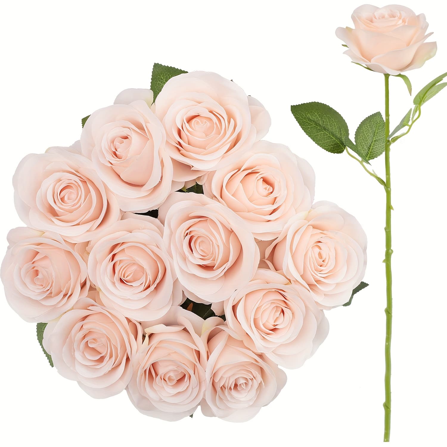 TEMU Set Of 12 Faux Rose - Realistic Pink Long-stemmed Flowers, Perfect For Wedding Centerpieces, Home, Living Room, And Office Romantic Decor