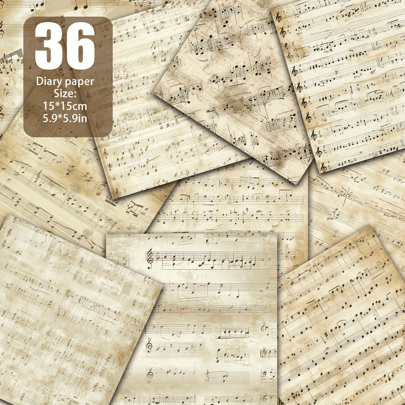 TEMU Wallpaper, Old Music And Notes, Soft Faded Tones, Old Music With Slight Paper Texture, Suitable For Music Theme Cards, Wallpaper Design, Vintage Collage, , Notebook Cover