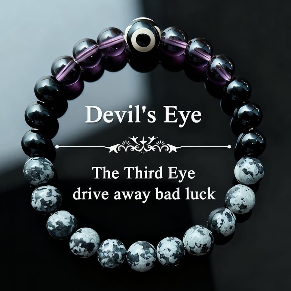 TEMU 1pc Eye Beaded Bracelet Natural Stone Charm, Black & White Beads With Evil Eye Talisman, Unisex Wrist Jewelry For , , Weddings, Daily Wear (greek/egyptian/eurasian