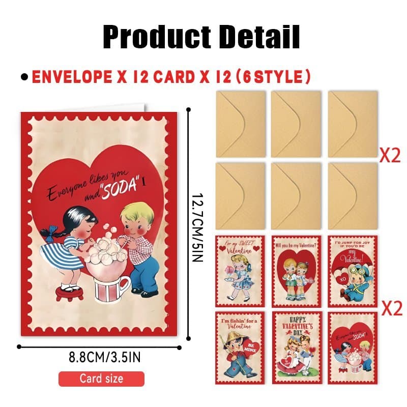 TEMU A Set Of 24 Vintage Valentine's Day Greeting Cards With Envelopes, Perfect For Gifting To , , During Christmas And New Year