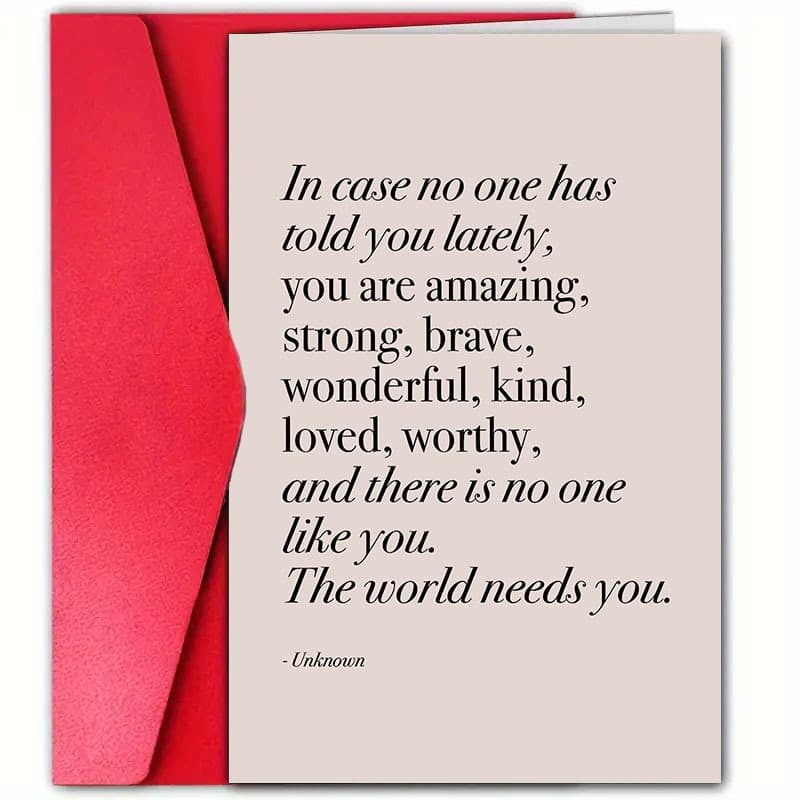 TEMU 1pc Encouragement Card With Envelope(12cm*18cm), Suitable For Family, , Parents, Or Neighbors, Featuring English Phrases Like '', 'never Give Up' And Humorous Messages Of Support