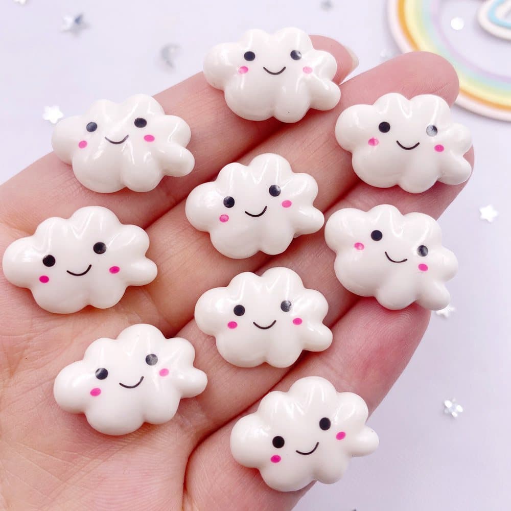 TEMU 2d Flat, 30pcs Set 2d Flat Mini Ornaments - Pink-cheeked Resin Figurines For Scrapbooks, Diy Crafts, And Home Decor - Whimsical Design, Glossy Finish, Design, 2d Flat