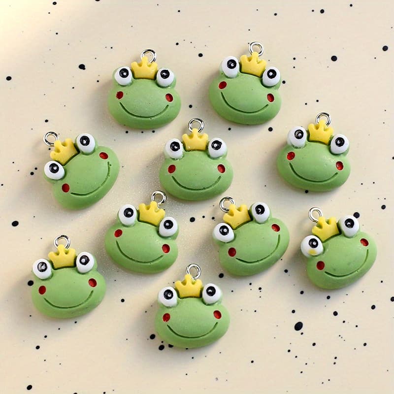TEMU Set Of 10 Resin Frog Bucket Charms, Perfect For Jewelry Projects Like Bracelets, Necklaces, And Earrings. Colorful Pendants Feature Intricate Designs, Ideal For Creative Jewelry Crafting