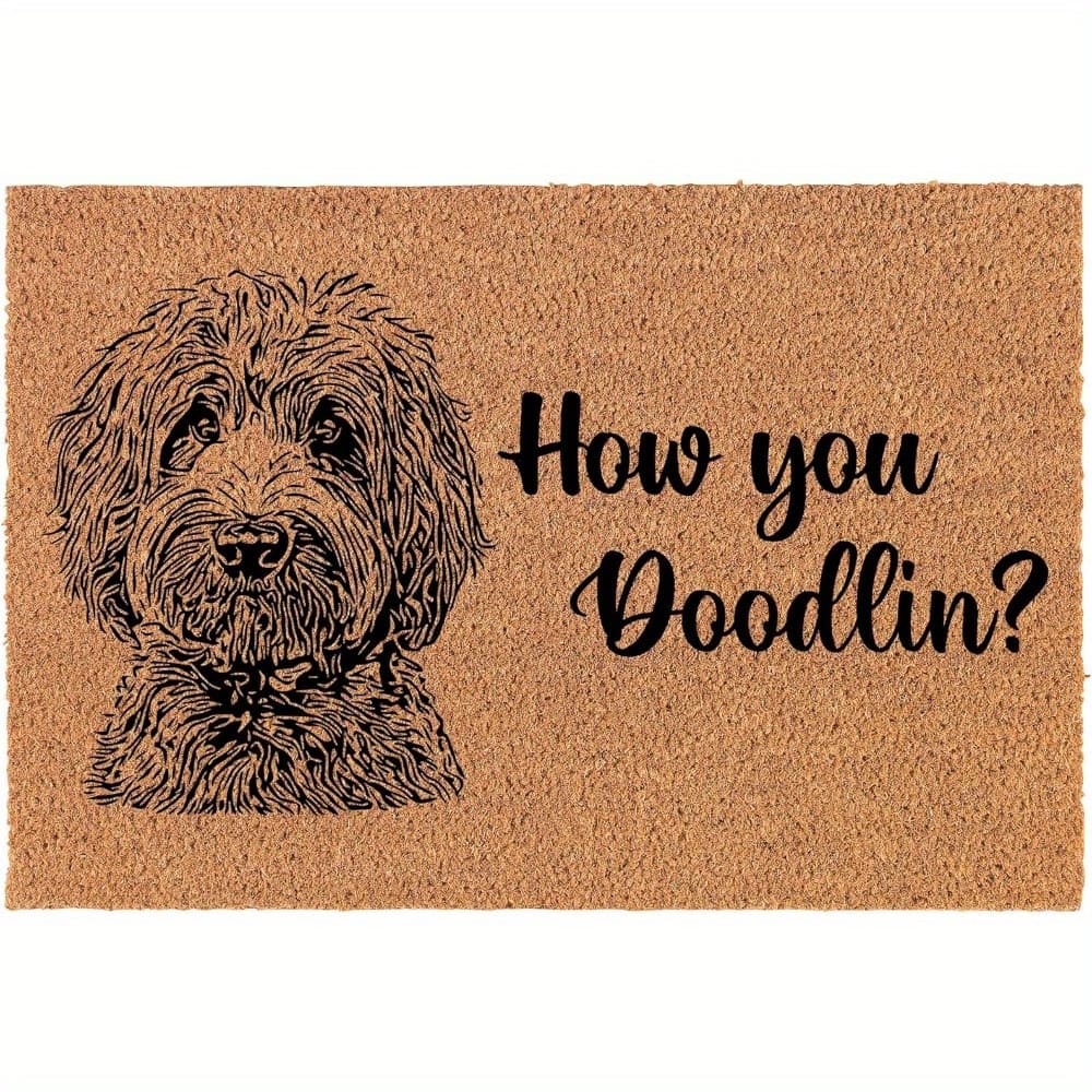 TEMU Doormat Front Door Mat Closing Housewarming Gift How You Doodle Dog Sizes: 24x16 Inch & 30x18 Inch