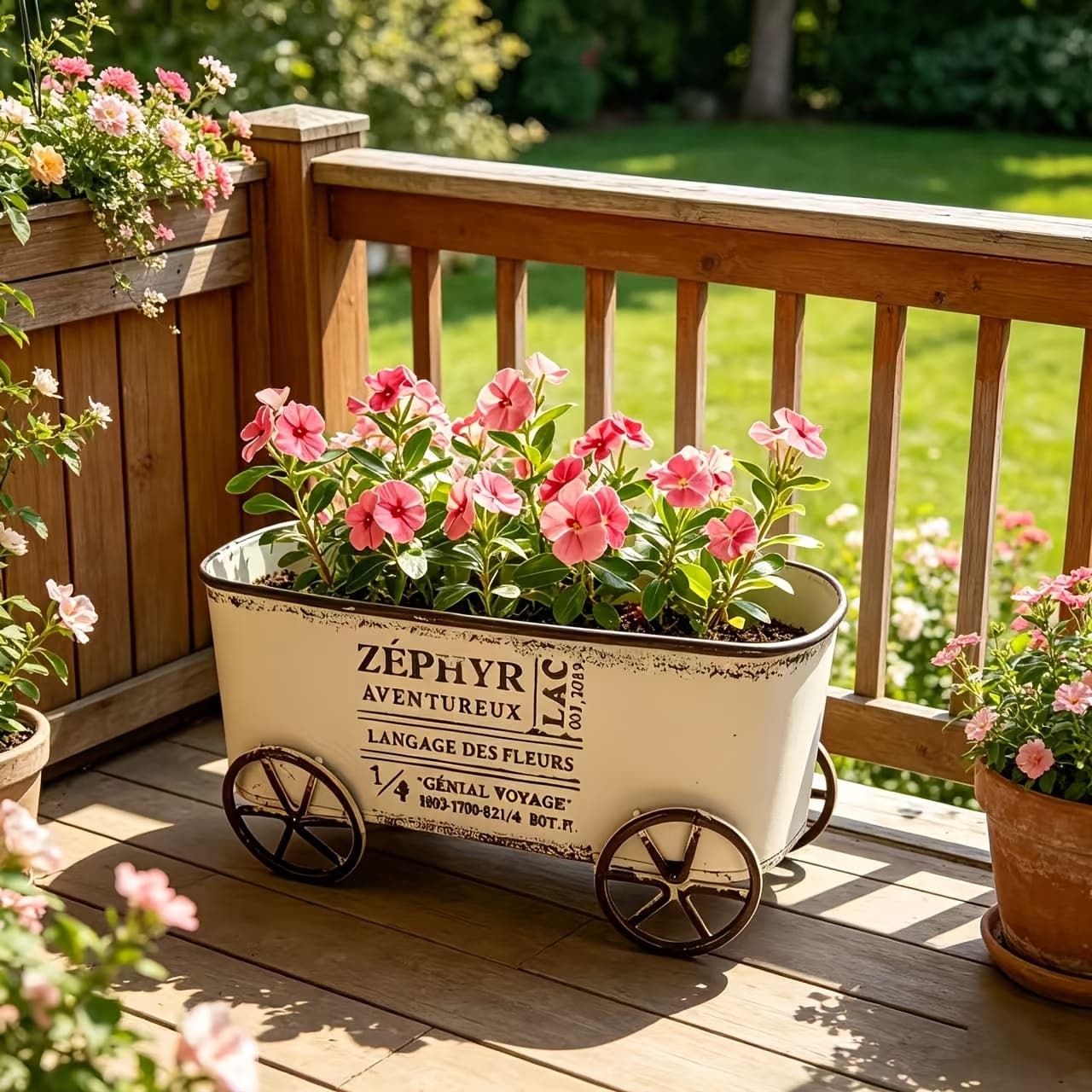 TEMU Cart Flower Pot, Succulent Planter, Decorative Flower Vessel For Windowsills, , Courtyards, And Guesthouses. Made Of Durable Iron, Suitable For Guesthouses, And Windowsills