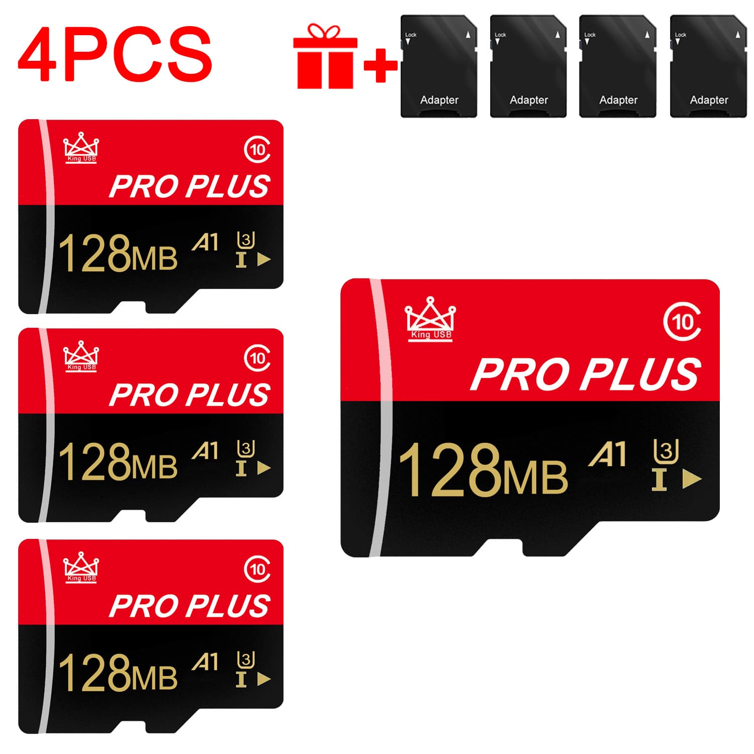 TEMU [high Card] 4pcs High Card 128gb 512mb 256mb 128mb With Adapter | C10 Memory Tf Card For Tablet/camera/phone/car Audio