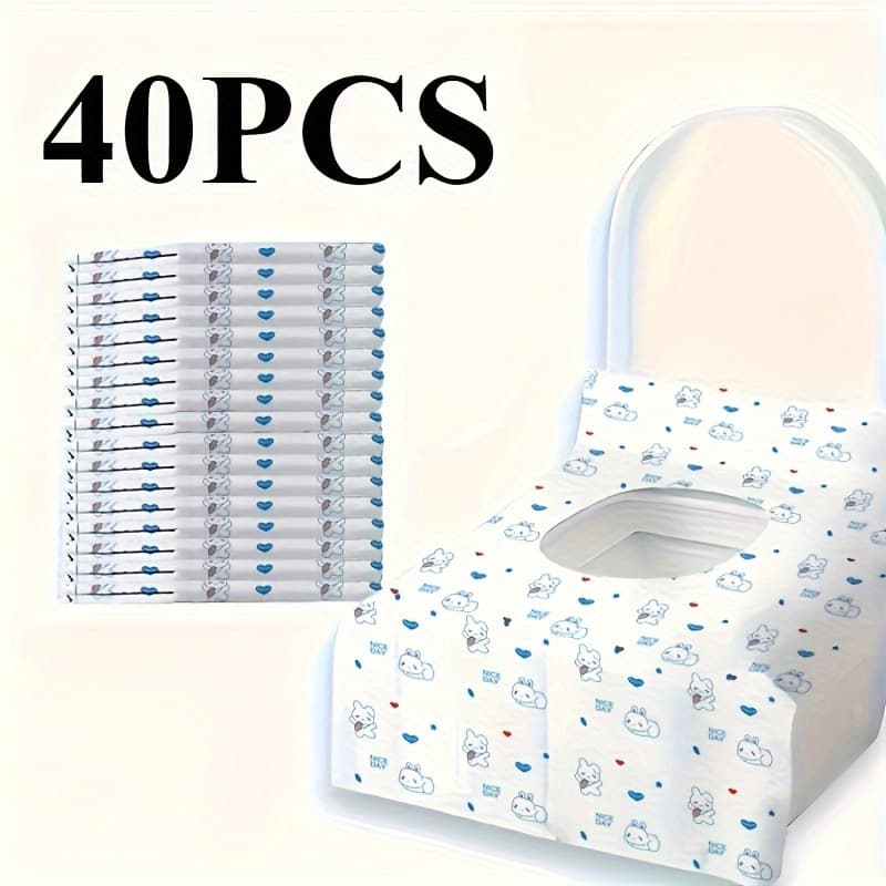 TEMU Sets Of Ultra-long Toilet Seat Covers In Quantities Of 40, 20, And 10 - Providing Strong Hygiene Protection, Ideal For Hotels, Public Restrooms, And Travel - Essential Portable Bathroom Items