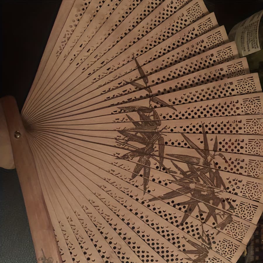 TEMU Traditional Chinese Sandalwood Folding Fan - Vintage Retro Handheld Cooling Fan Suitable For Wedding, Ball, Costume Dance Performances, Parties, For Fashion With Elegant Design
