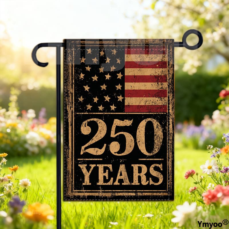 TEMU 1 Double-sided Garden Flag| Heavy-duty Polyester Distressed 250th Anniversary Milestone Flag, Vintage Stars And Stripes Theme, Suitable For Parties And Birthday Celebrations- (2d Flat Printhing)