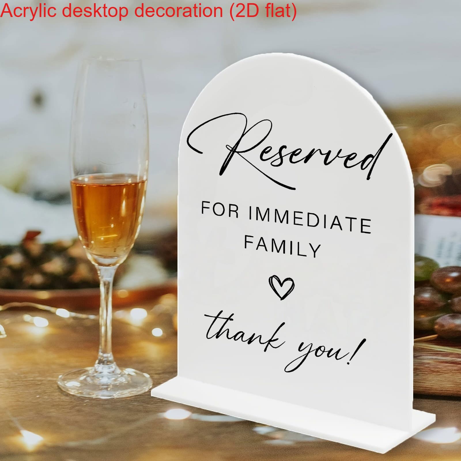 TEMU 2d Flat - [2d Flat] High-definition 2d Printing On Acrylic Reserved Seating Signs, Designed For Wedding Guests: "reserved For Immediate Family, Thank You!" Perfect For Vip Tables And Receptions