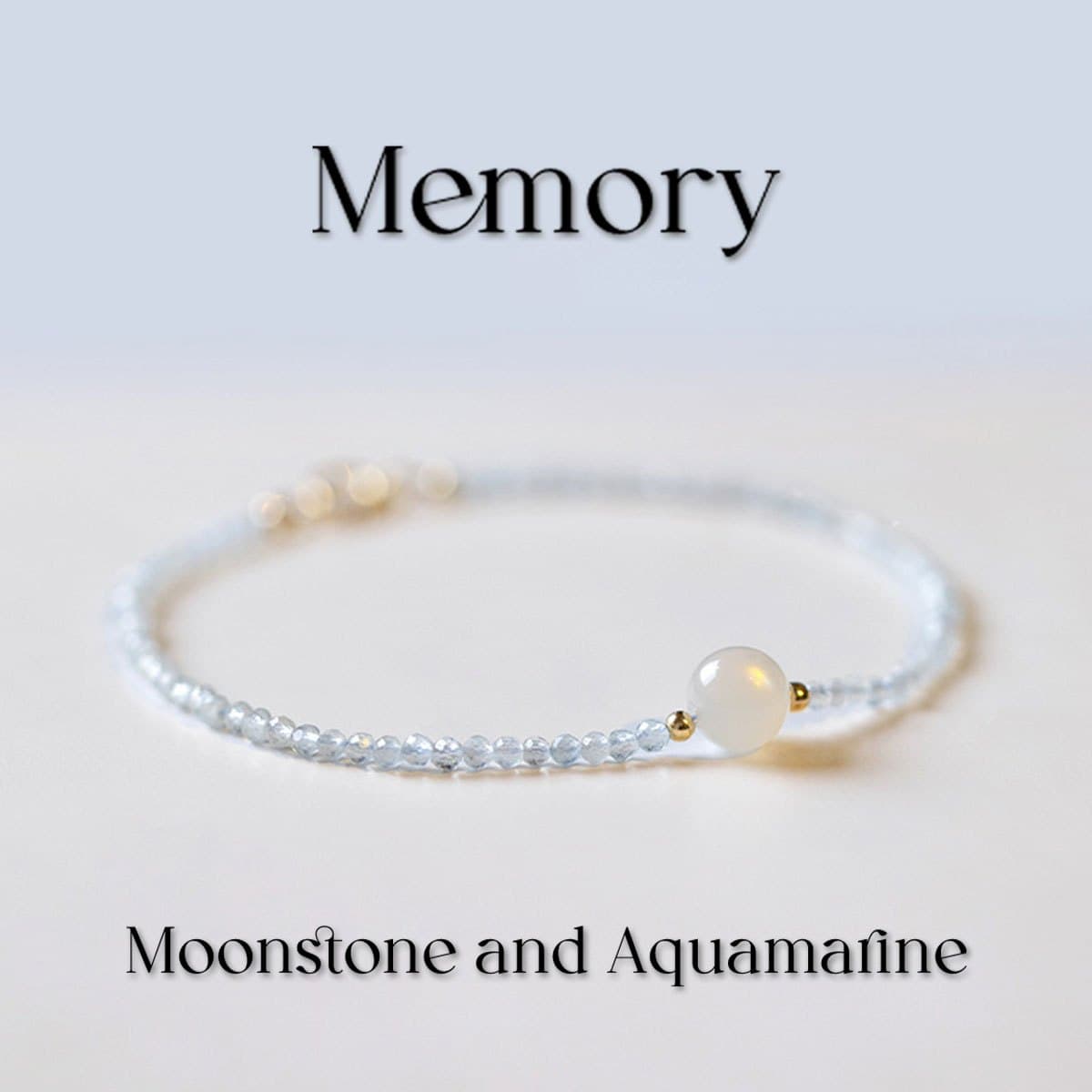 TEMU Memory And Aquamarine Beaded Bracelet, Suitable For Stacking And Matching, For Daily Wear