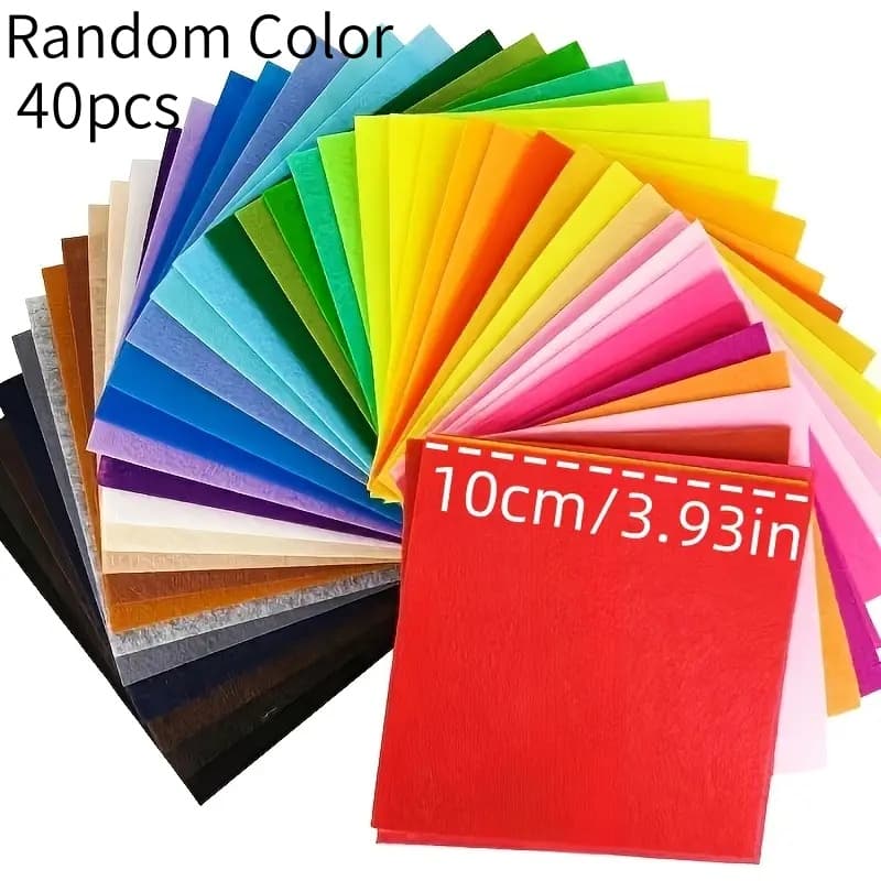 TEMU 40pcs Bright Soft Felt Fabric- 1mm Thick, Assorted Colors, Perfect For Diy Crafts And Sewing Projects, Non-woven Hand-woven Material, Random Colors