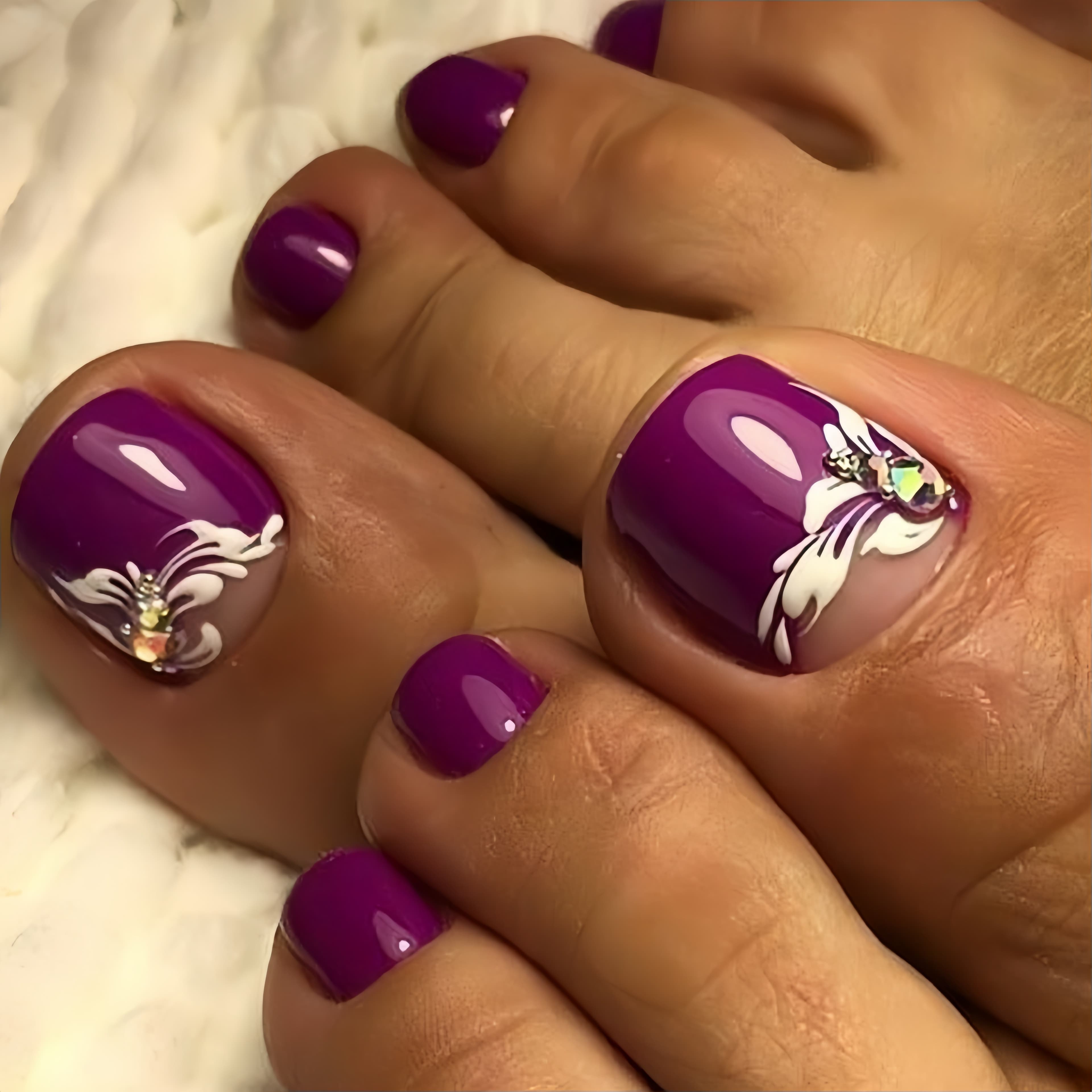 TEMU 24pcs Plum Color White Vein Glitter Press-on Nails, Toe Nails, Nude Base Color Fake Nails, Short Square Glossy Manicure, Reusable Elegant Style Nails For Women, Detachable Press-on Nails