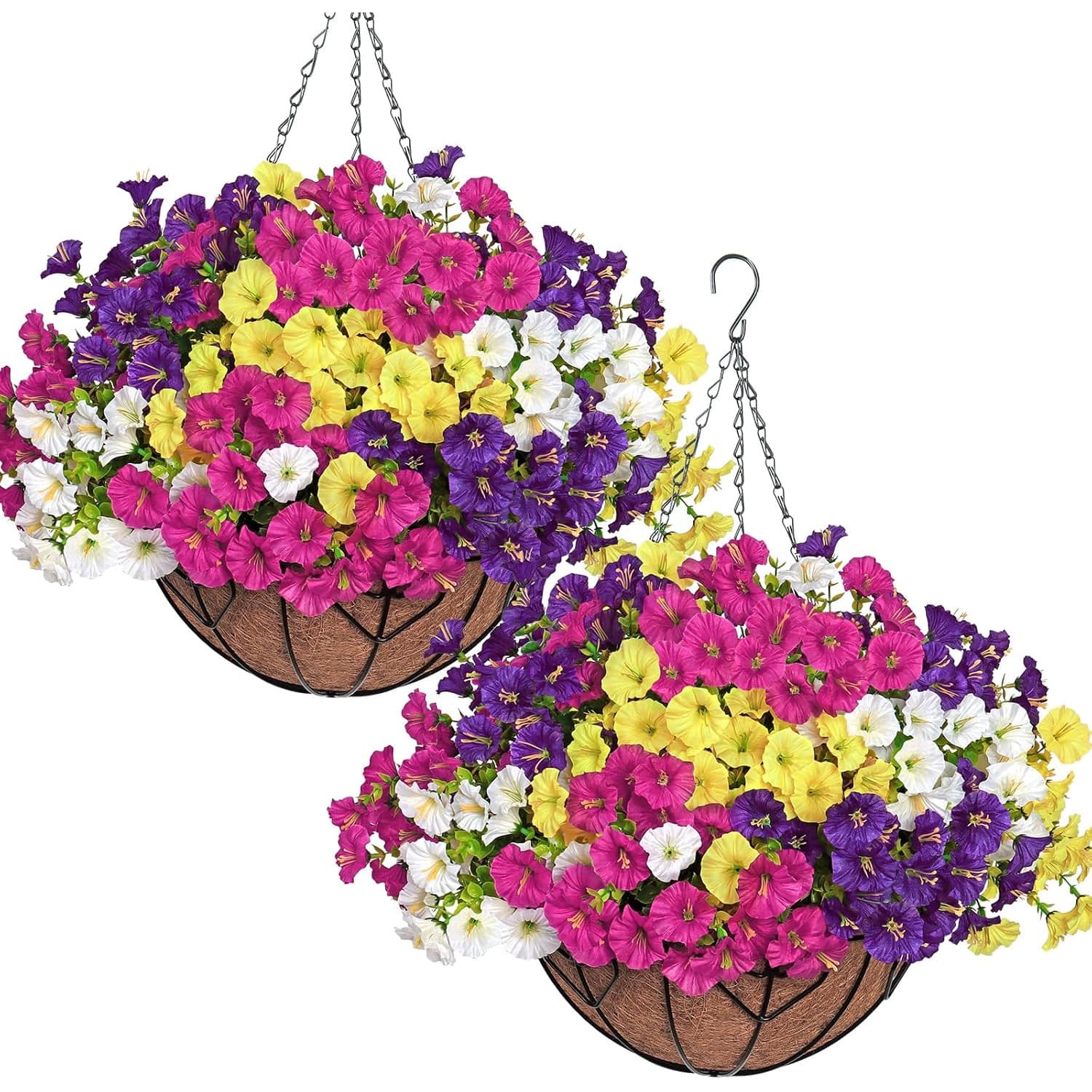 TEMU 2 Set Hanging Basket- Uv Resistant Artificial Silk , Spring Summer Porch& Garden Decor With Eucalyptus